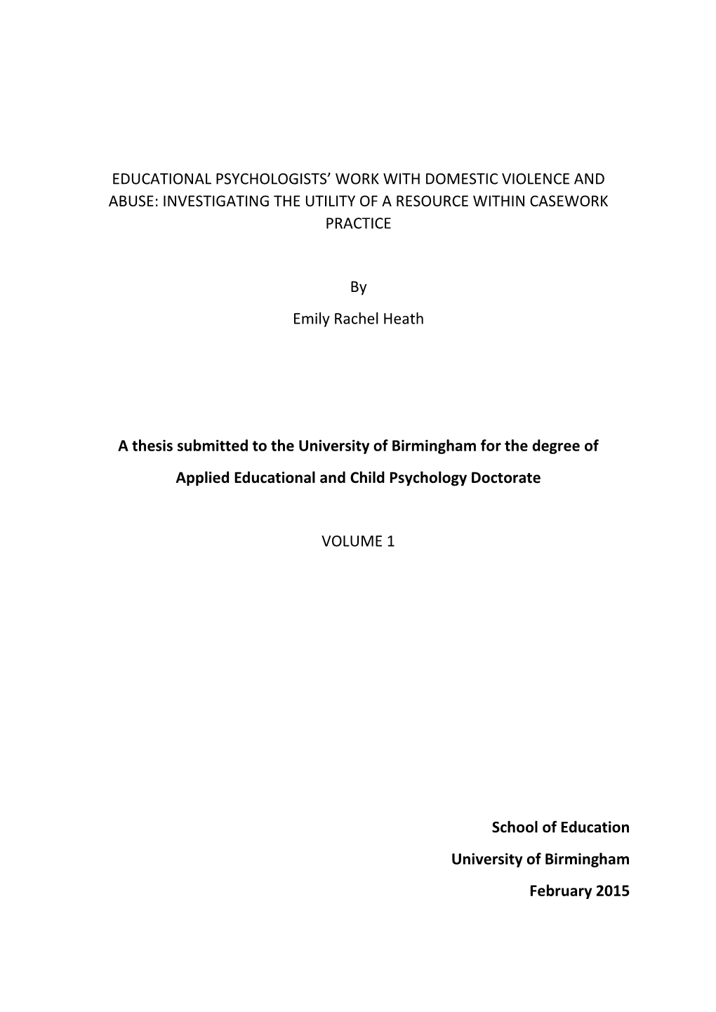 Educational Psychologists' Work with Domestic Violence and Abuse