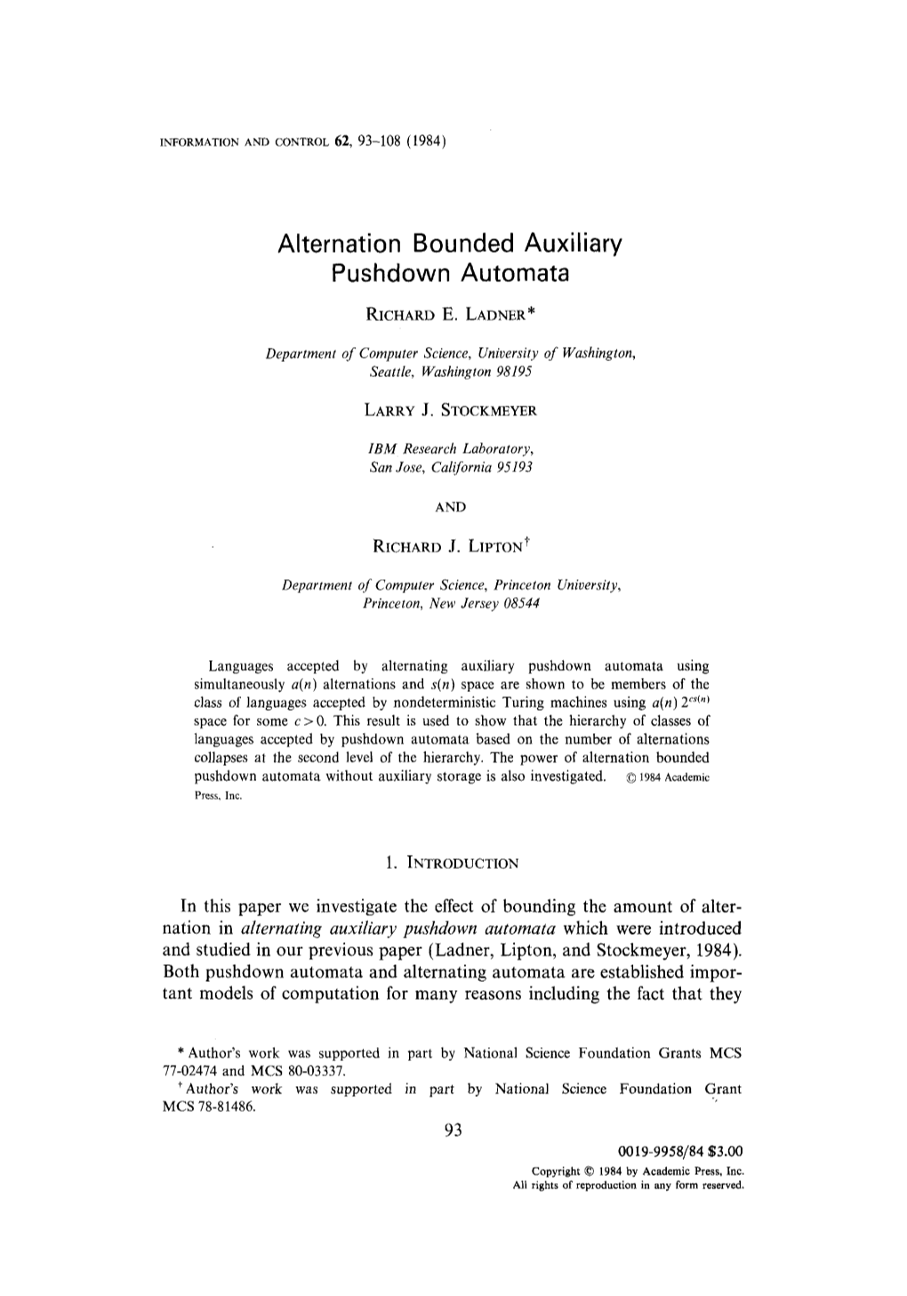 Alternation Bounded Auxiliary Pushdown Automata