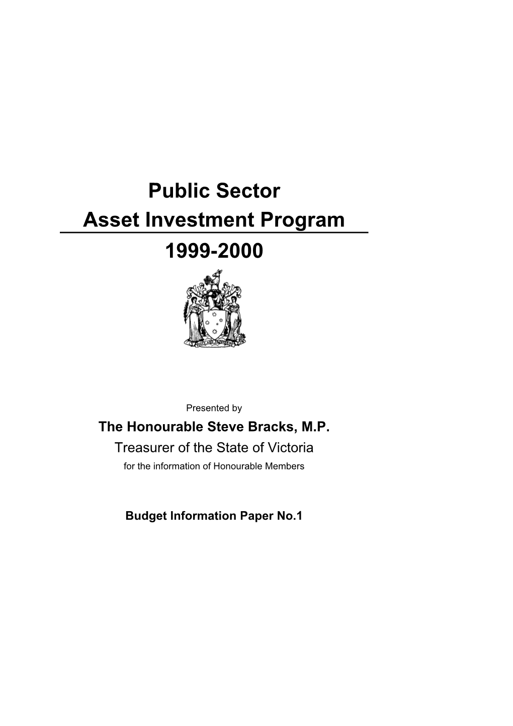 Public Sector Asset Investment Program 1999-2000