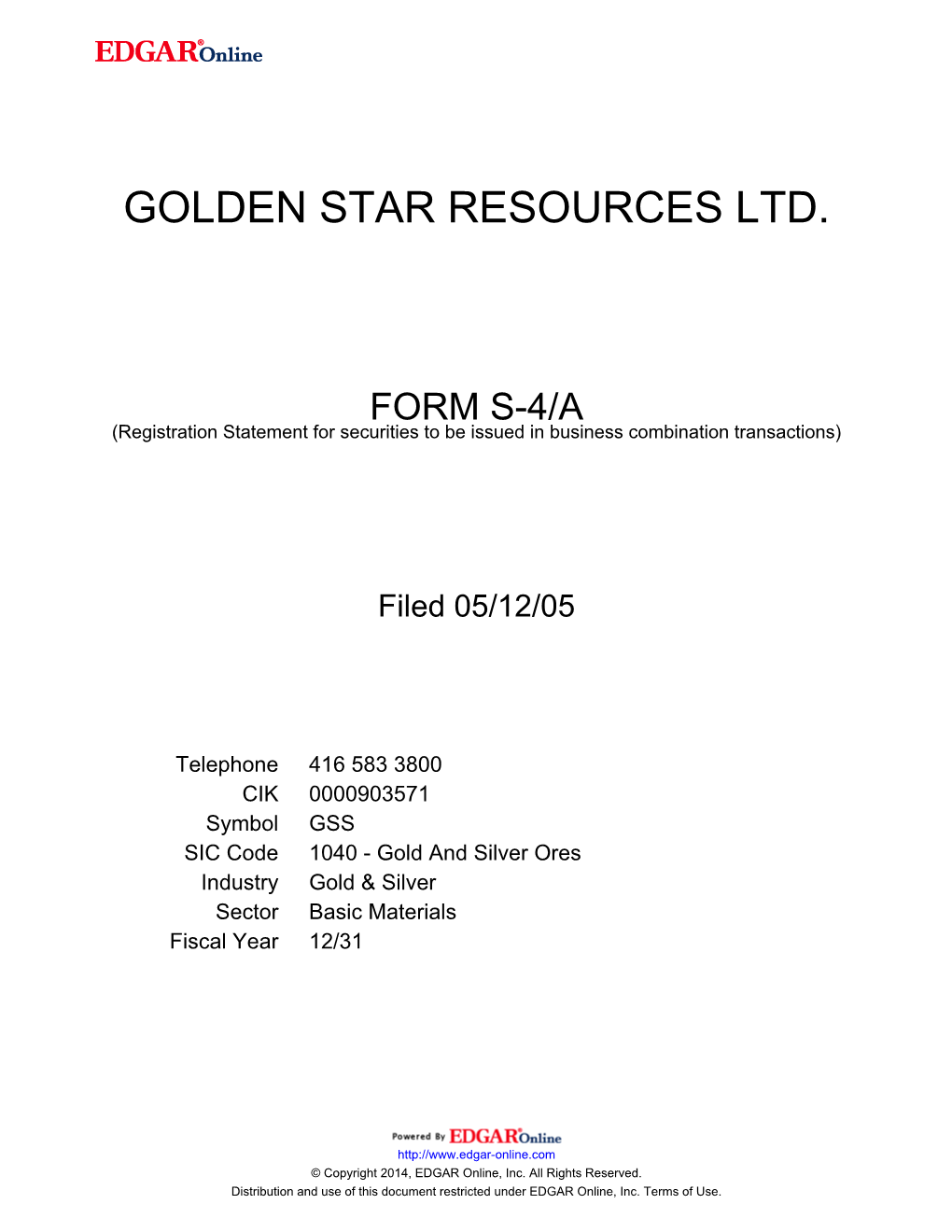 Golden Star Resources Ltd