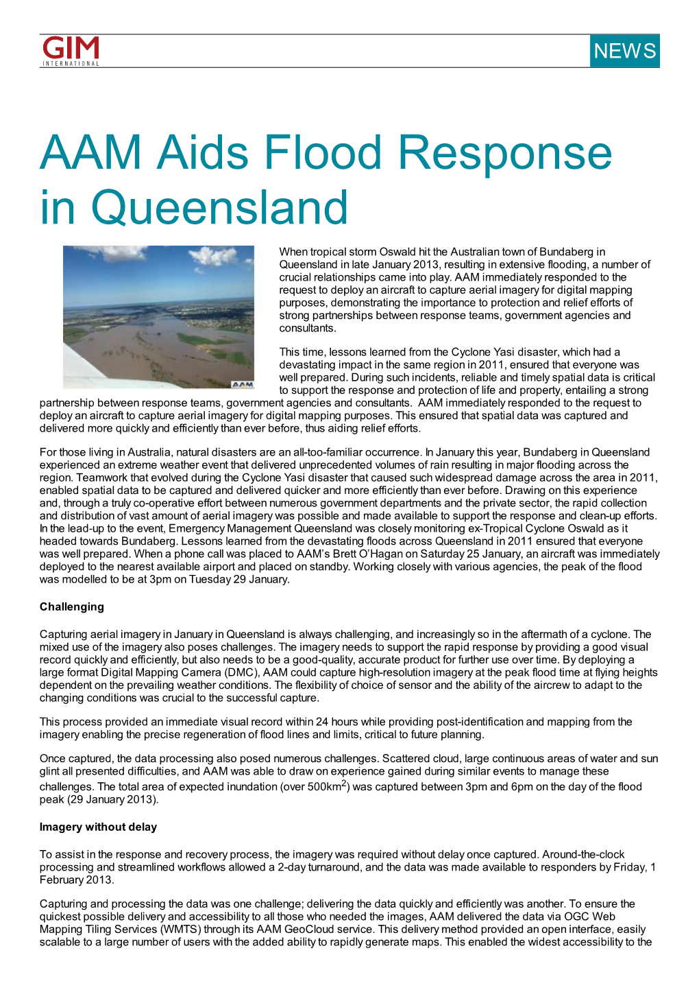 AAM Aids Flood Response in Queensland