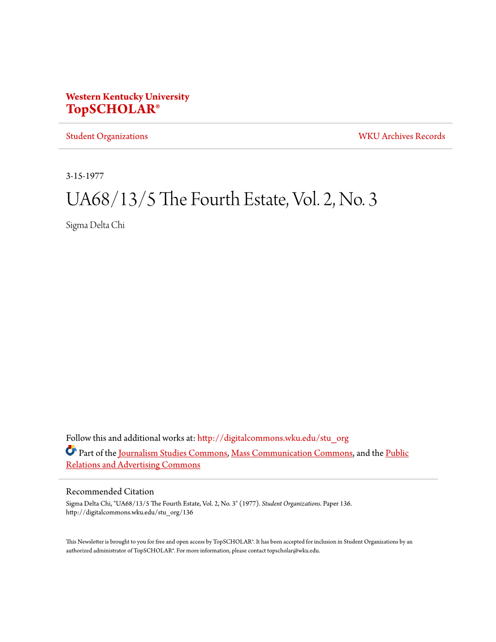 UA68/13/5 the Fourth Estate, Vol. 2, No. 3