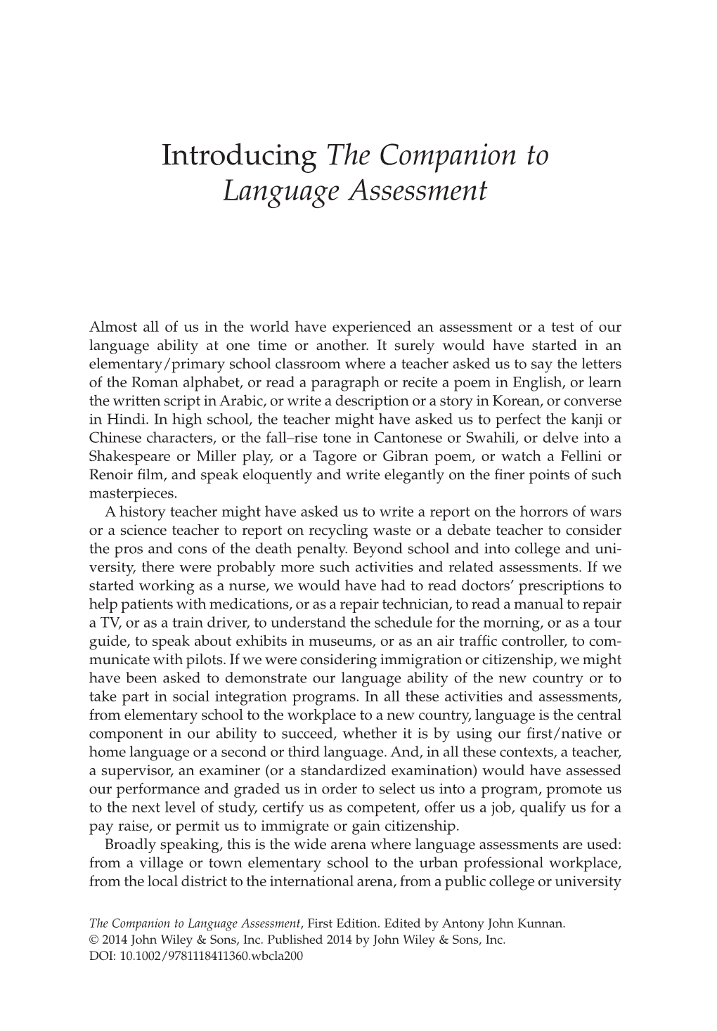 In: the Companion to Language Assessment