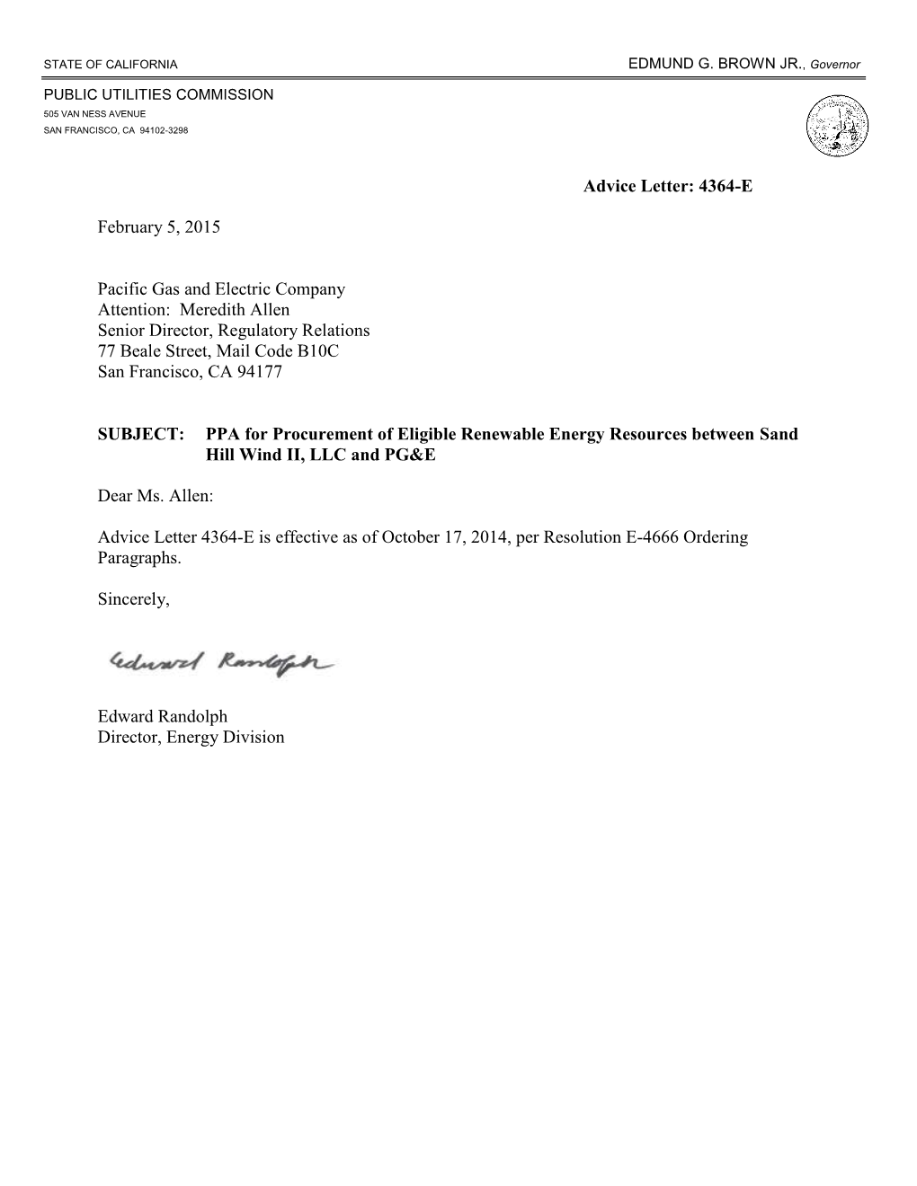 CPUC Letterhead.Gray Davis