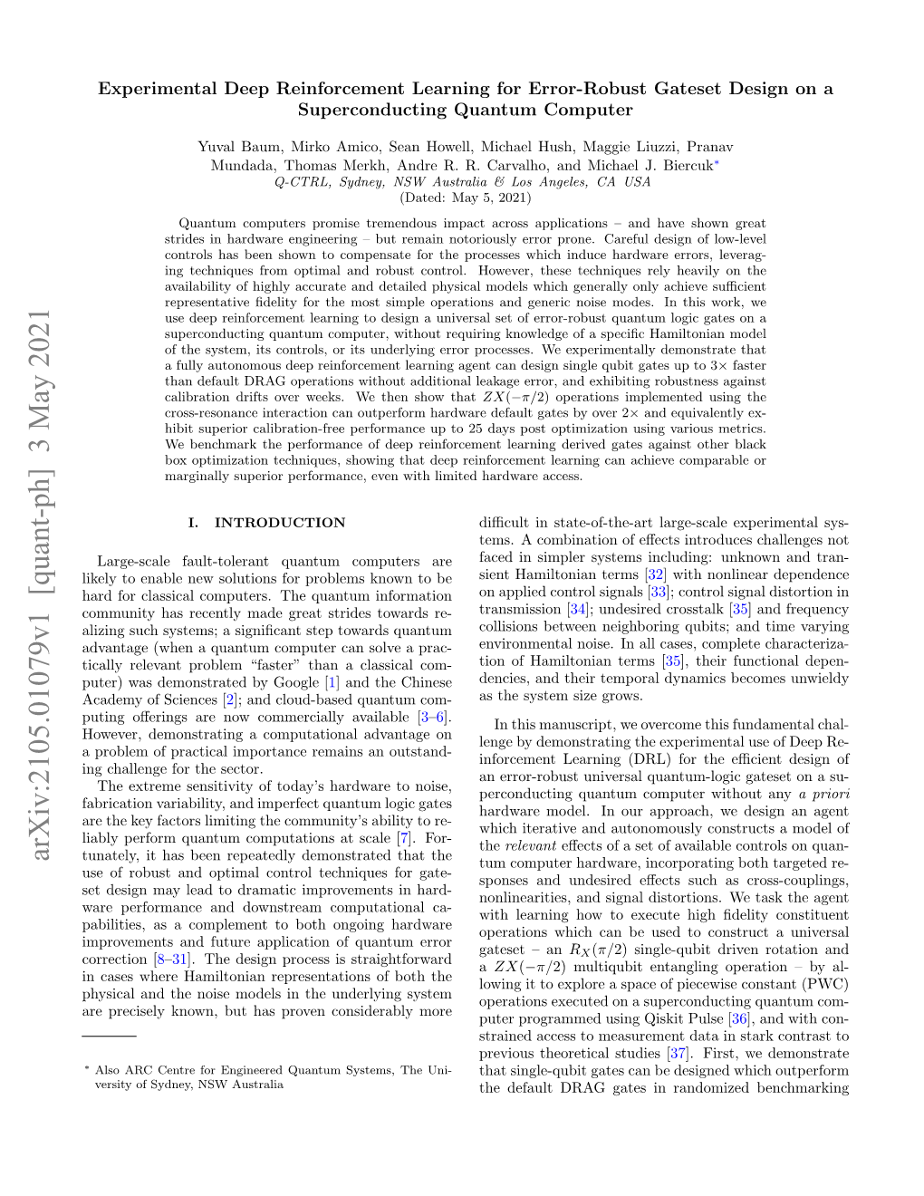 Arxiv:2105.01079V1 [Quant-Ph] 3 May 2021