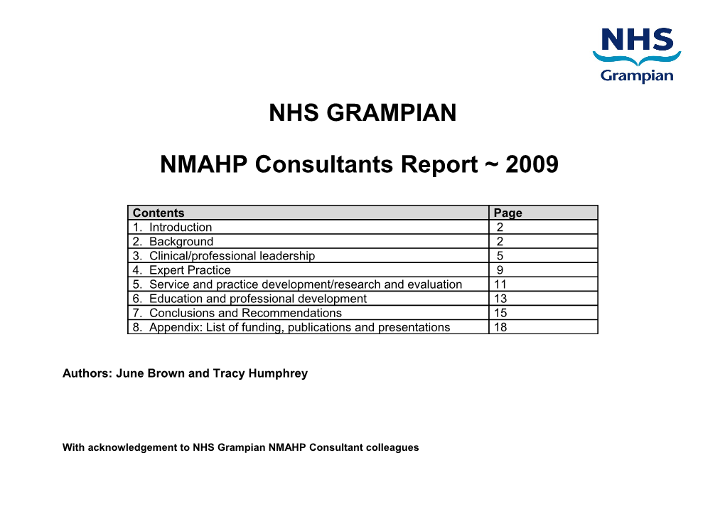 Item 8.1.3 for 6 Apr 10 NHSG Consultant NMAHP Report s1