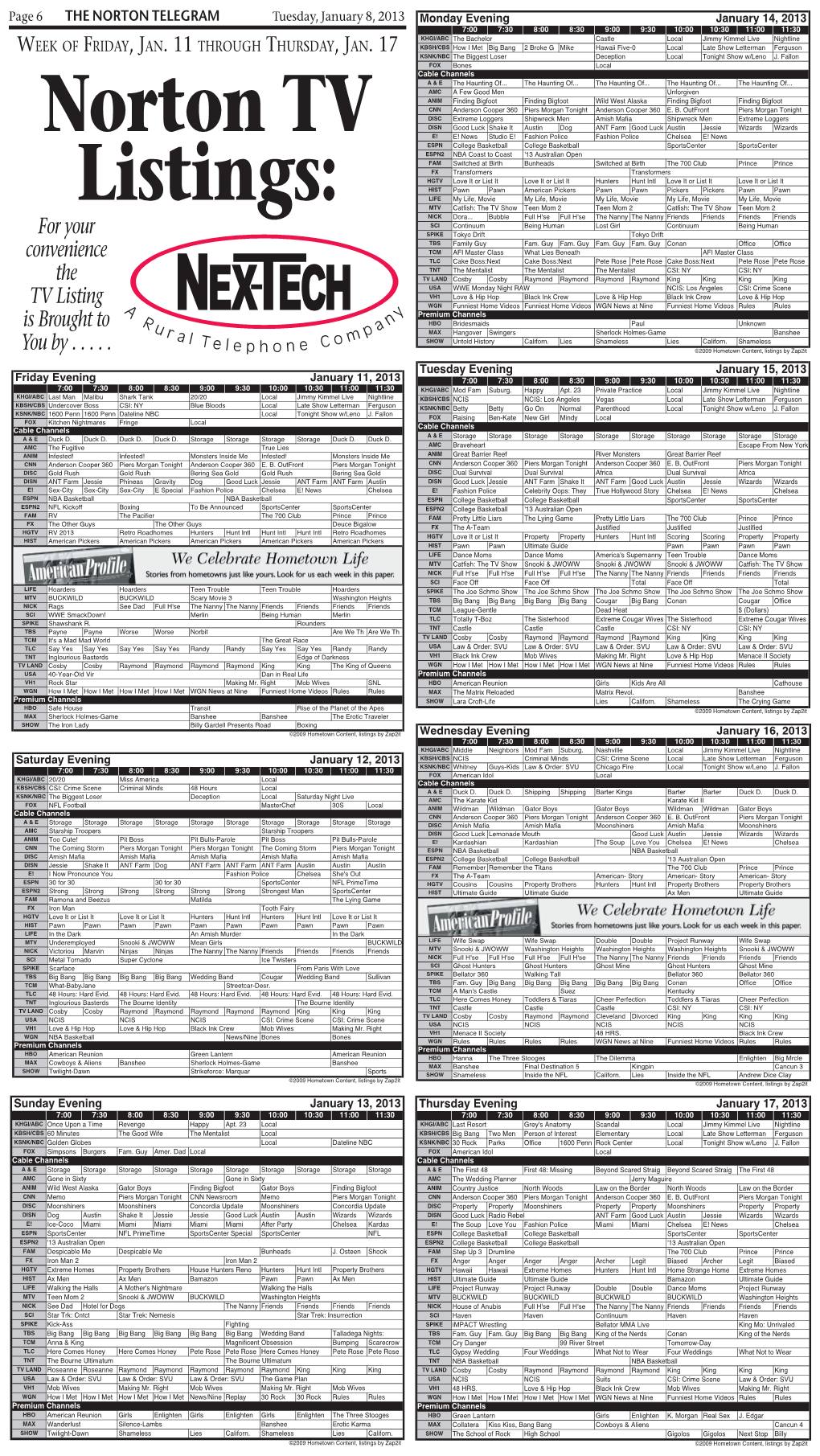 06 1-8-13 TV Guide.Indd