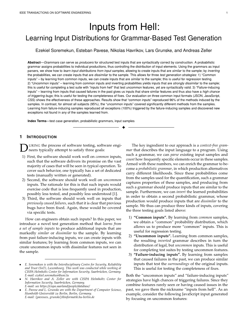 Inputs from Hell: Learning Input Distributions for Grammar-Based Test Generation