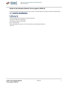 Salvador Roberto Torres Papers CEMA 38