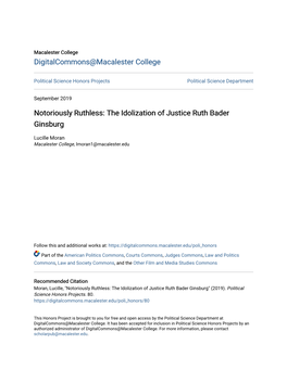The Idolization of Justice Ruth Bader Ginsburg