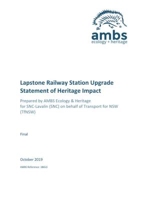 Lapstone Railway Station Upgrade Statement of Heritage Impact