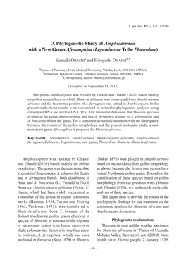 A Phylogenetic Study of Amphicarpaea with a New Genus Afroamphica (Leguminosae Tribe Phaseoleae)