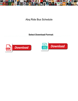 Abq Ride Bus Schedule