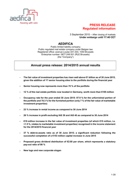 2014/2015 Annual Results