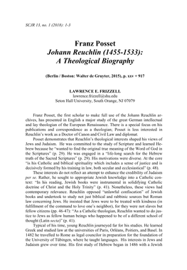 Franz Posset Johann Reuchlin (1455-1533): a Theological Biography