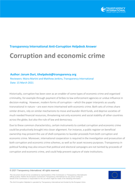 Corruption and Economic Crime