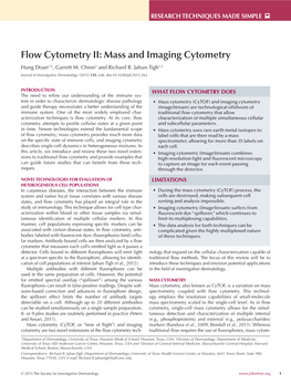 Flow Cytometry II: Mass and Imaging Cytometry Hung Doan1,2, Garrett M