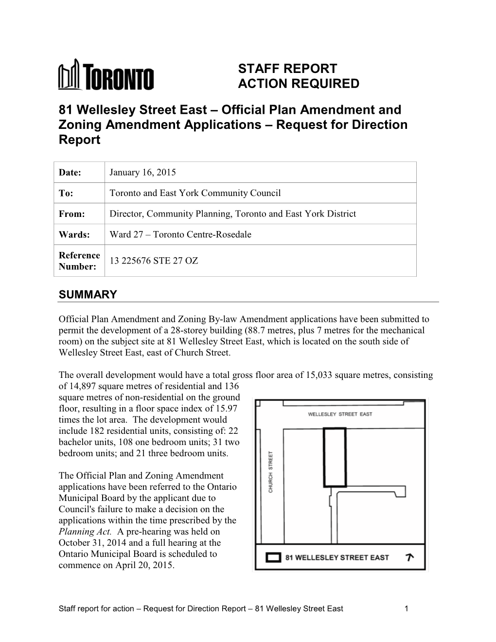 81 Wellesley Street East – Official Plan Amendment and Zoning Amendment Applications – Request for Direction Report