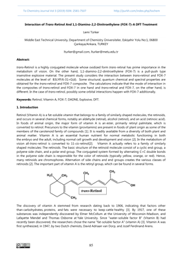 Interaction of Trans-Retinol and 1,1-Diamino-2,2-Dinitroethylene (FOX-7)-A DFT Treatment