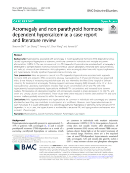 Acromegaly and Non‐Parathyroid Hormone‐Dependent Hypercalcemia