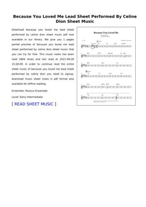 Because You Loved Me Lead Sheet Performed by Celine Dion Sheet Music