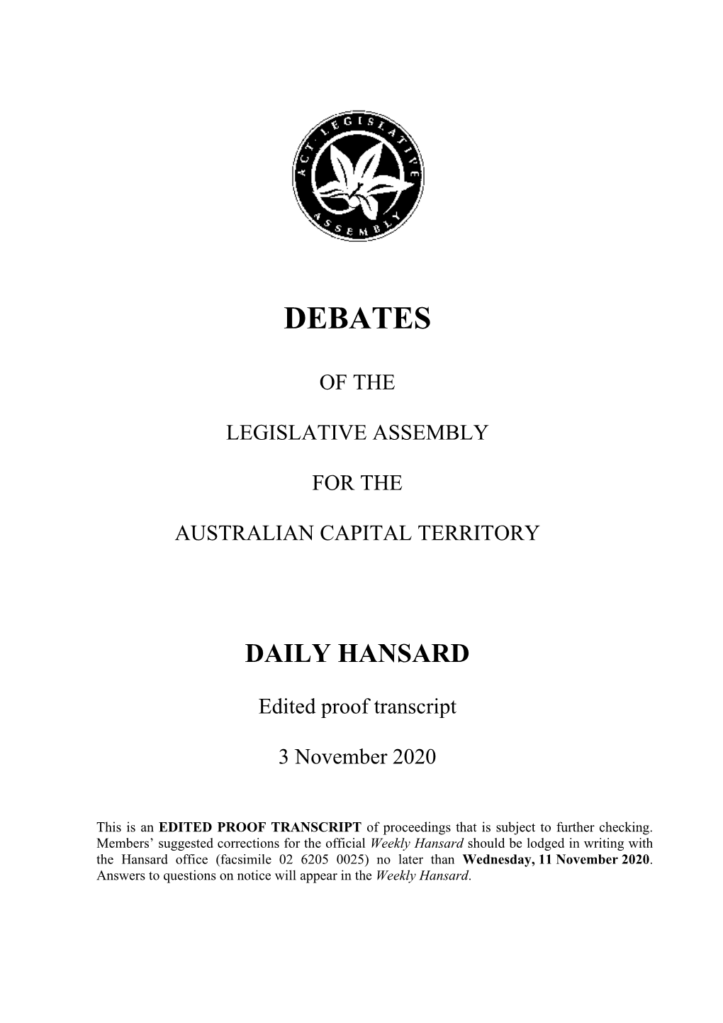 Proof Hansard