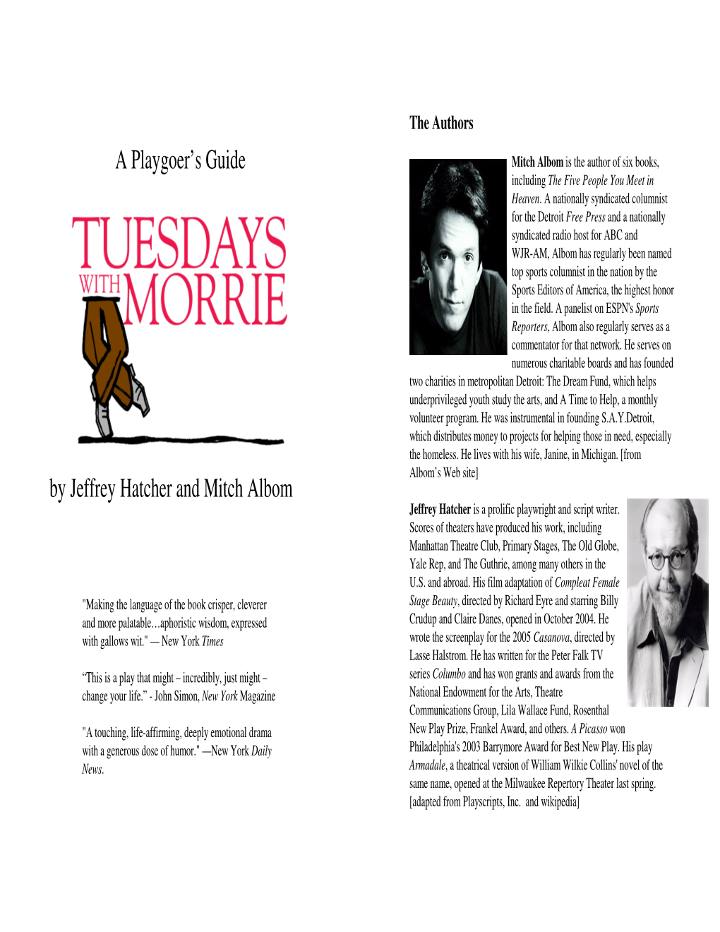 A Playgoer's Guide by Jeffrey Hatcher and Mitch Albom