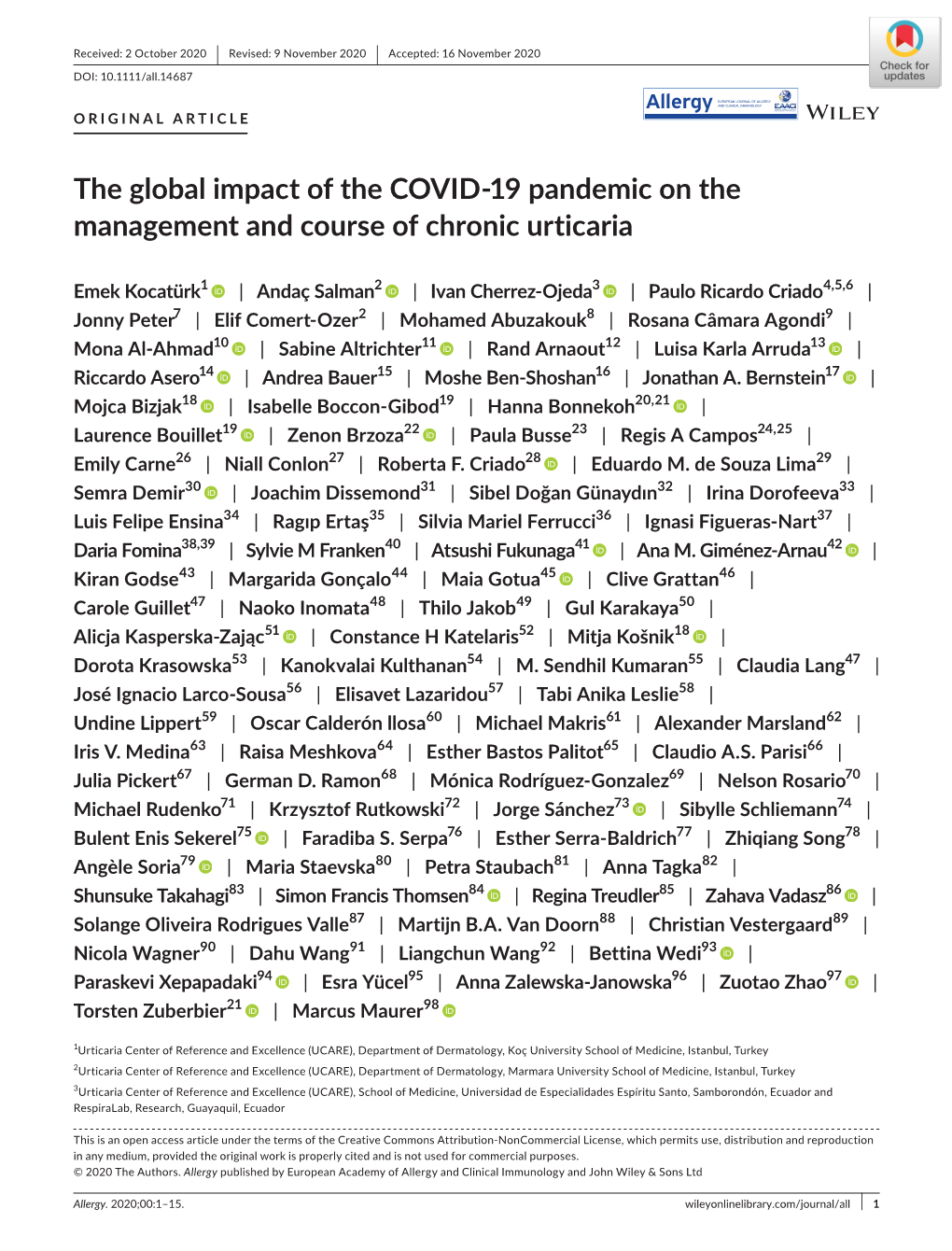 The Global Impact of the COVID‐19 Pandemic on the Management And