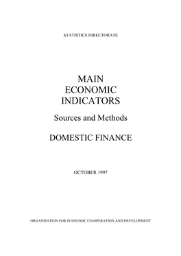 MAIN ECONOMIC INDICATORS Sources and Methods