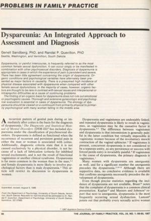 Dyspareunia: an Integrated Approach to Assessment and Diagnosis