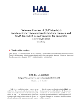 Co-Immobilization of (2,2'-Bipyridyl) (Pentamethylcyclopentadienyl