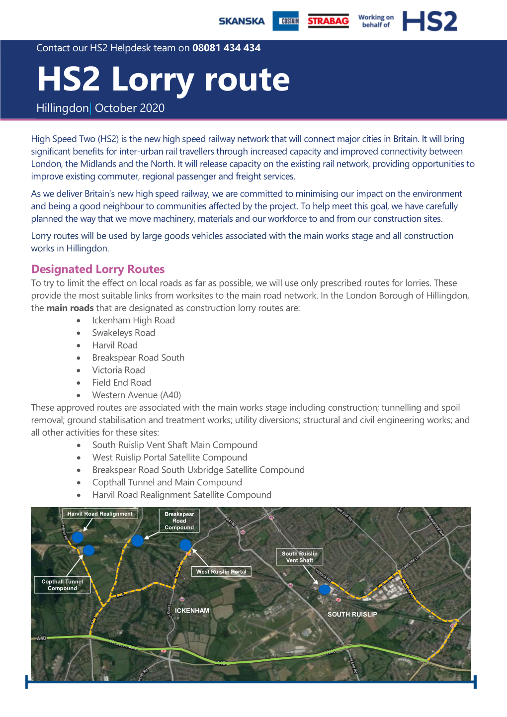 HS2 Lorry Route Hillingdon| October 2020