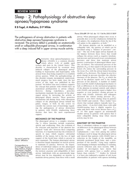 Pathophysiology of Obstructive Sleep Apnoea/Hypopnoea Syndrome