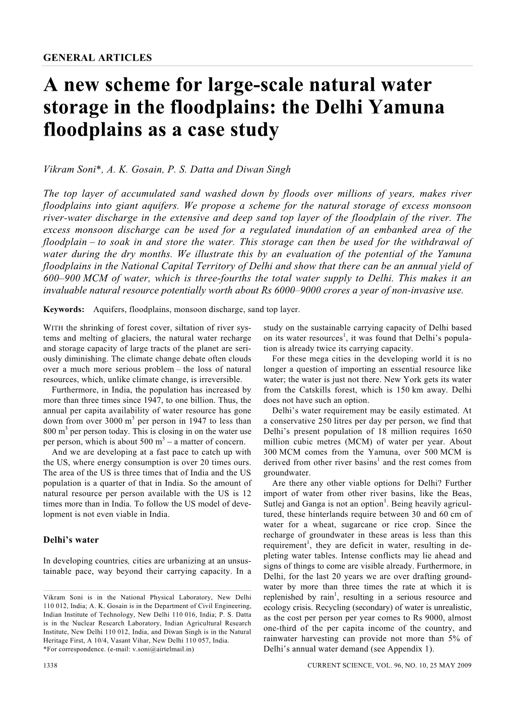 The Delhi Yamuna Floodplains As a Case Study