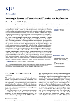 Neurologic Factors in Female Sexual Function and Dysfunction