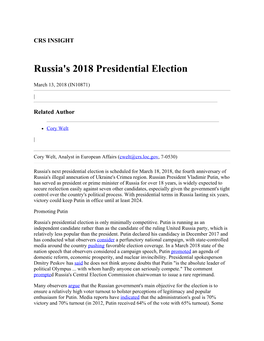 Russia's 2018 Presidential Election