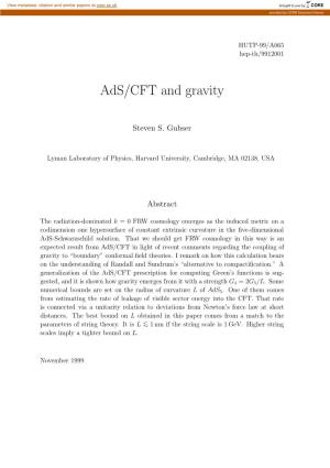 Ads/CFT and Gravity