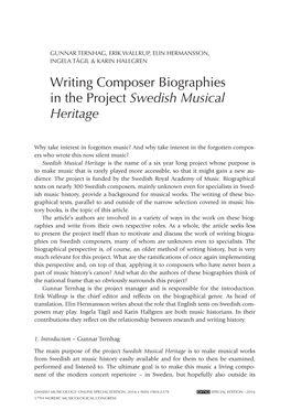 Writing Composer Biographies in the Project Swedish Musical Heritage