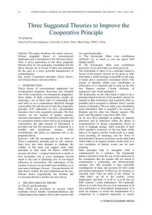 Three Suggested Theories to Improve the Cooperative Principle