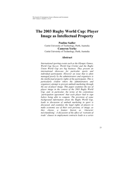 The 2003 Rugby World Cup: Player Image As Intellectual Property