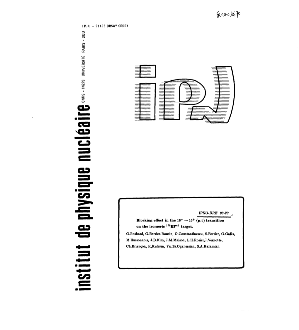 Transition on the Isomeric I7^Hf"2 Target. G.Rotbard, G.Berrier-Ron