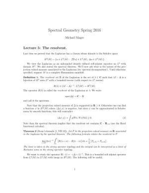Spectral Geometry Spring 2016