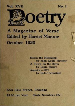 A Magazine of Verse Edited by Harriet Monroe October 1920