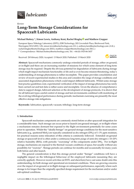 Long-Term Storage Considerations for Spacecraft Lubricants