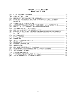 121 2019 CFA ANNUAL MEETING Friday, June 28, 2019 (33) CALL MEETING to ORDER