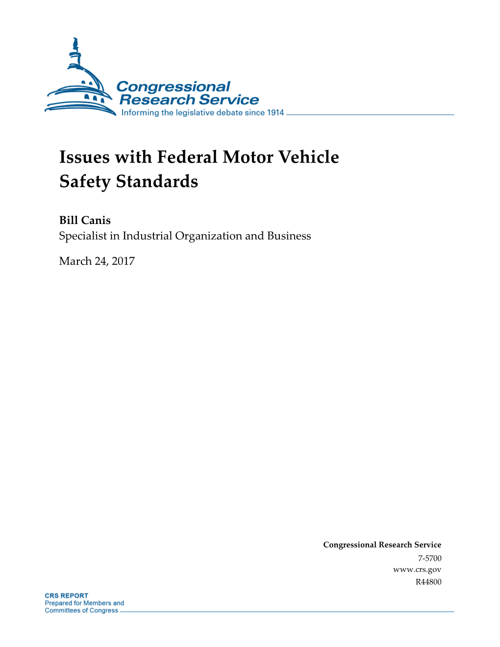 Issues with Federal Motor Vehicle Safety Standards