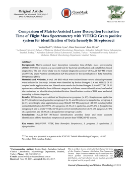 Comparison of Matrix-Assisted Laser Desorption Ionization Time of Flight Mass Spectrometry with VITEK2 Gram Positive