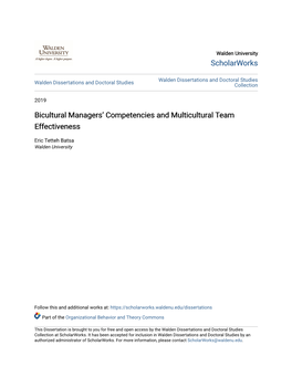Bicultural Managers' Competencies and Multicultural Team Effectiveness
