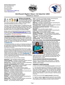 Northwest Region News—1St Quarter 2021 (Volume 2, Issue 1)