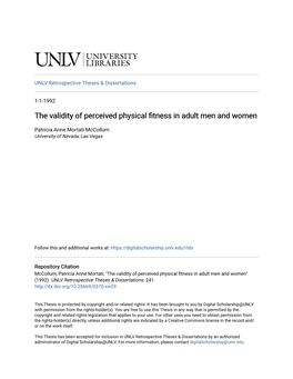 The Validity of Perceived Physical Fitness in Adult Men and Women